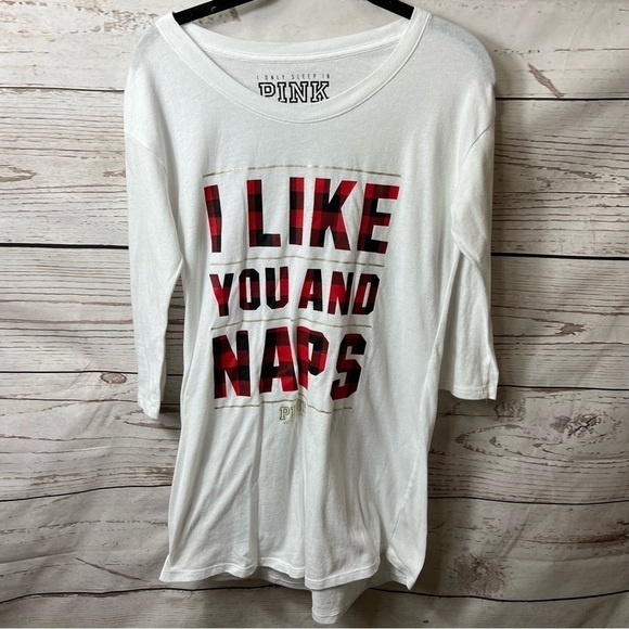 VS Pink I Like You and Naps Sleep Tee - Picture 2 of 5